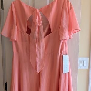 Azazie Coral Pink Chiffon Tie-Back Dress